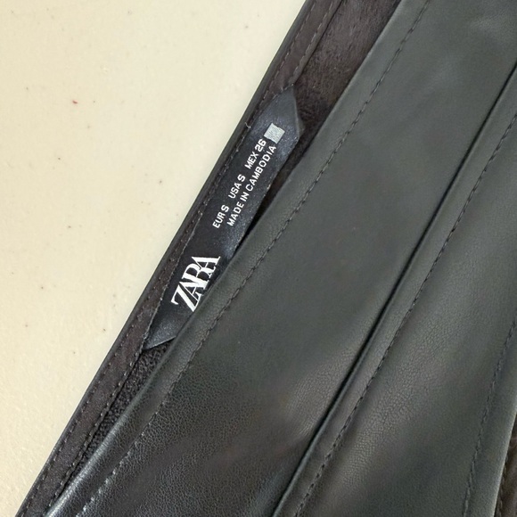 Zara Faux Leather Pinafore Mini Dress Button Front Black - Picture 2 of 9